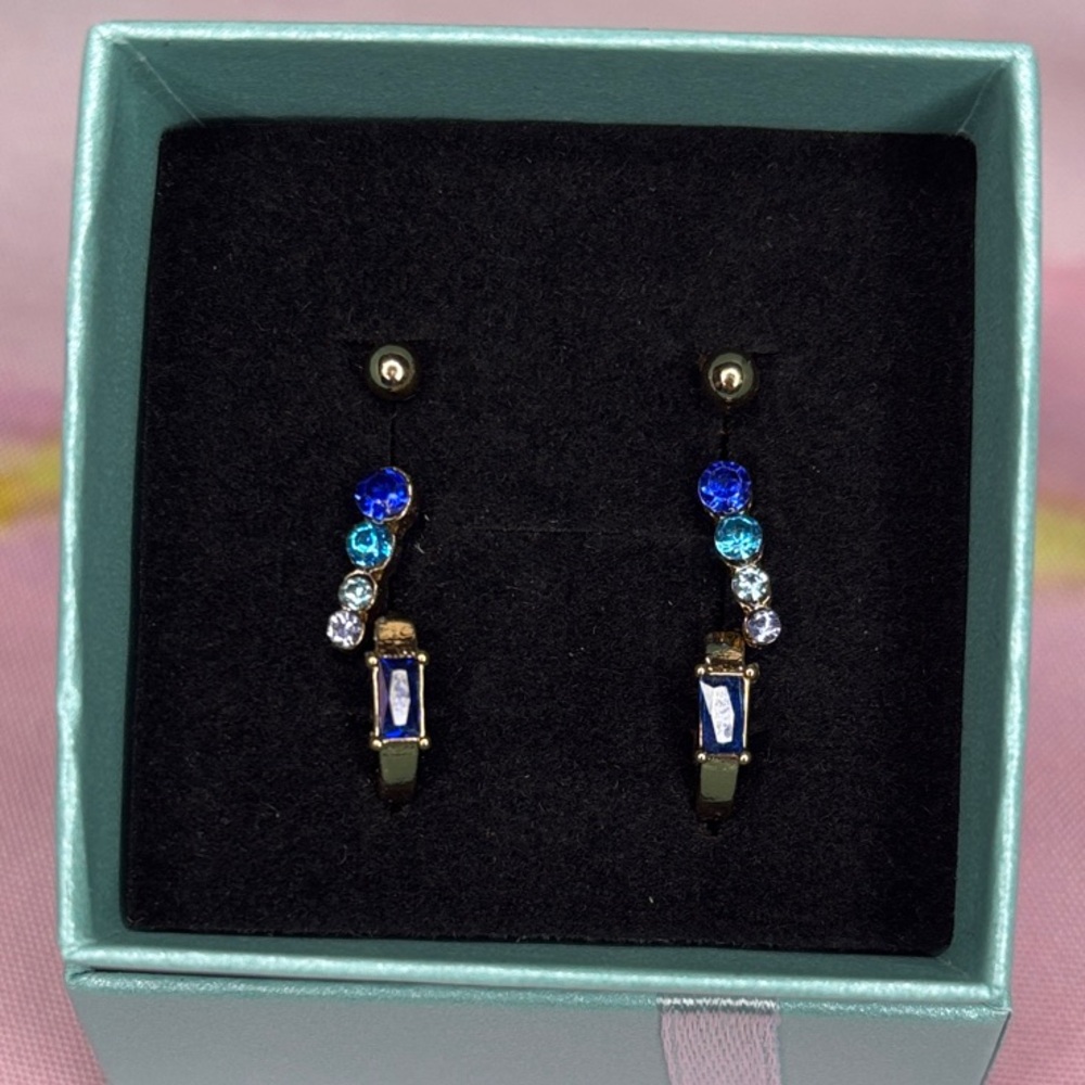 Set of 3 Dainty Blue and Gold Hypoallergenic Earrings